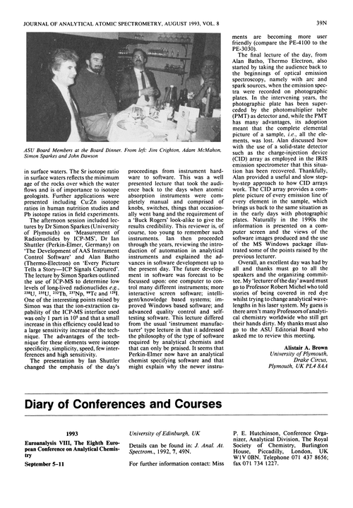 Diary of conferences and courses