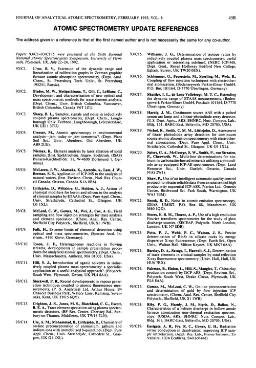 Atomic Spectrometry Update References