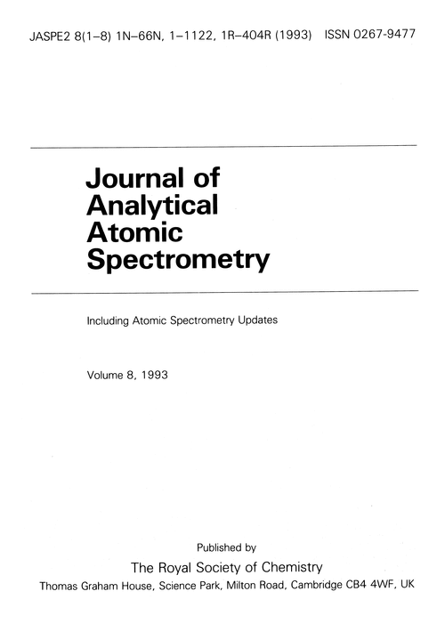 Index pages Journal of Analytical Atomic Spectrometry (RSC Publishing)