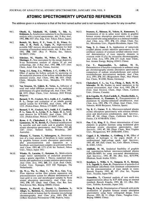 Atomic Spectrometry Updated References