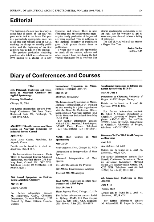 Diary of conferences and courses