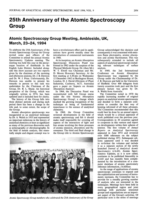 25th Anniversary of the Atomic Spectroscopy Group