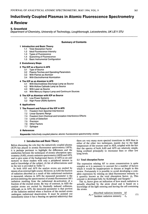 Inductively coupled plasmas in atomic fluorescence spectrometry. A review