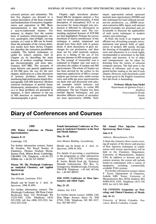 Diary of conferences and courses