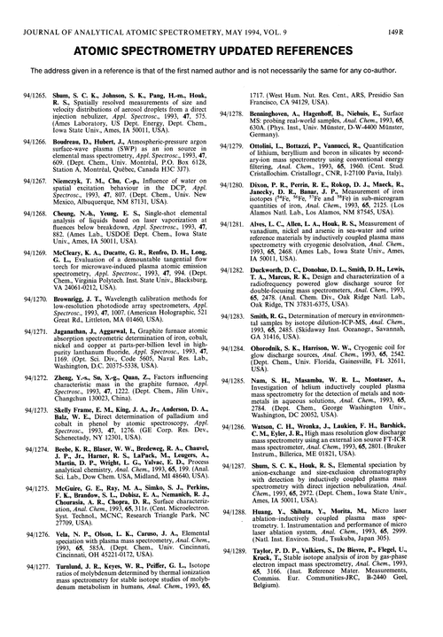 Atomic Spectrometry Updated References