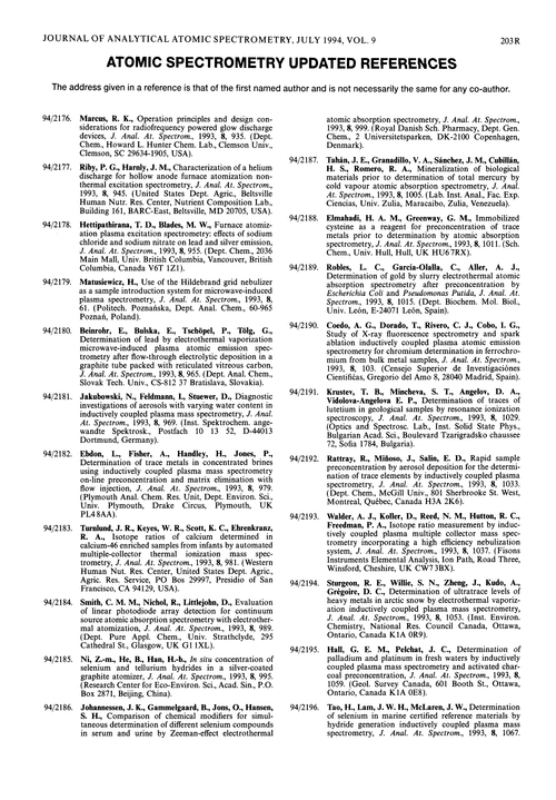 Atomic Spectrometry Updated References