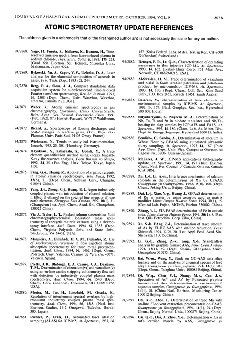 Atomic Spectrometry Updated References