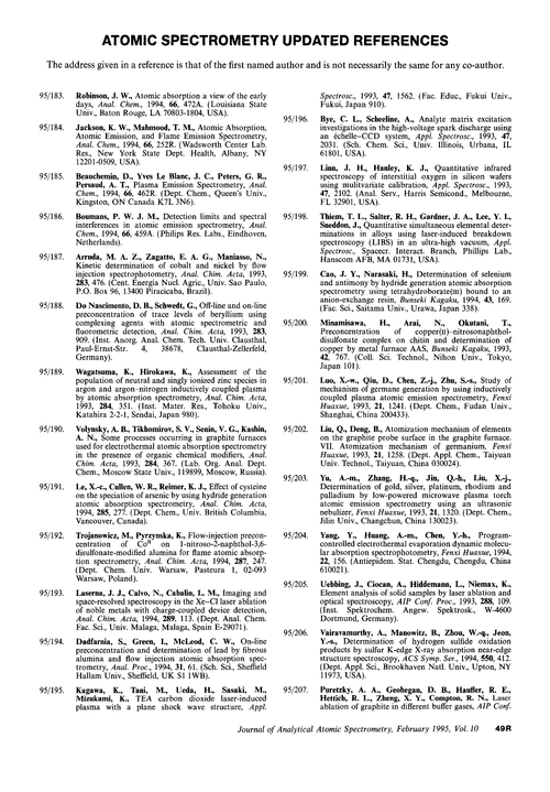 Atomic Spectrometry Updated References