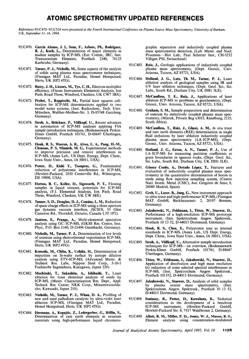 Atomic Spectrometry Updated References