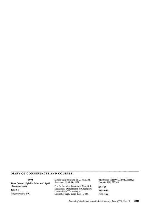 Diary of conferences and courses