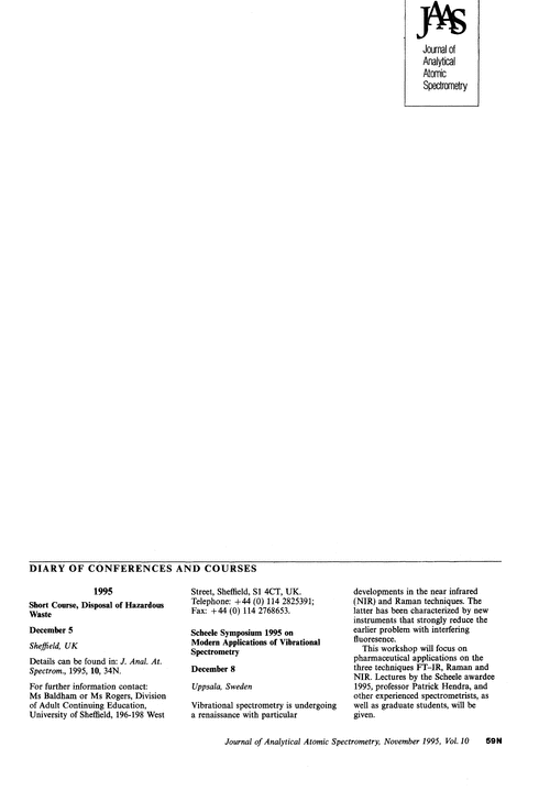 Diary of conferences and courses