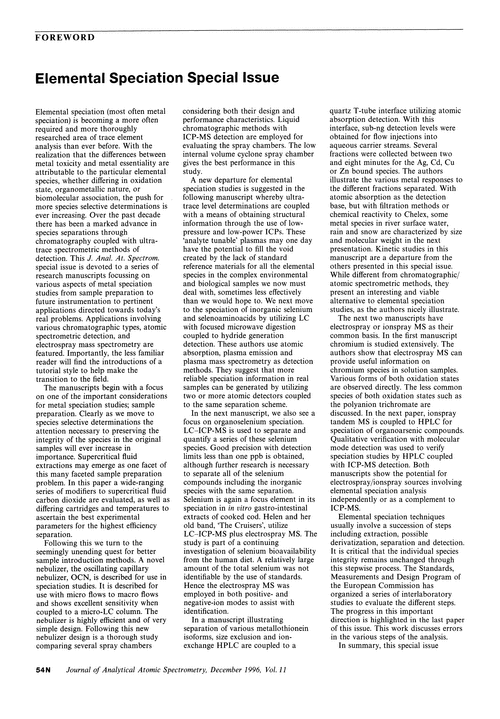 Foreword. Elemental speciation special issue