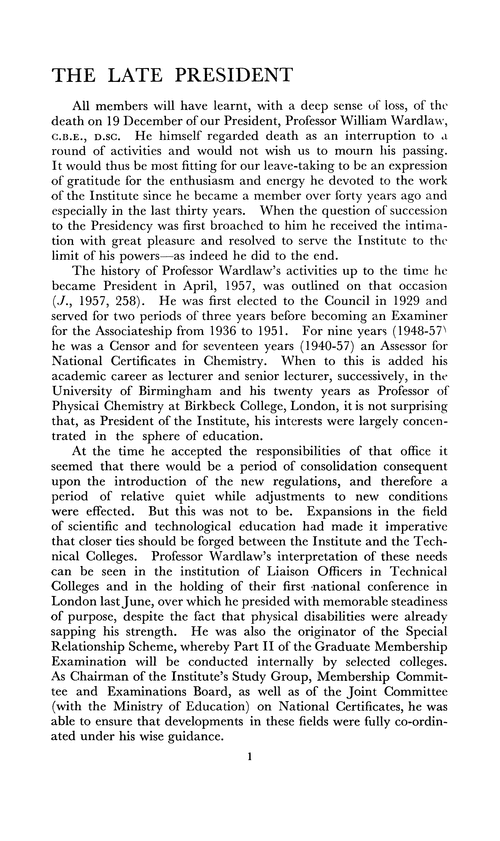 Journal of the Royal Institute of Chemistry. January 1959