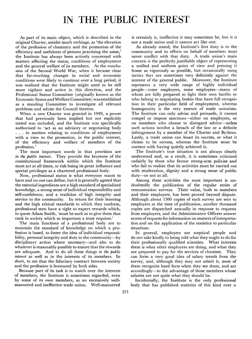 Journal of the Royal Institute of Chemistry. November 1963