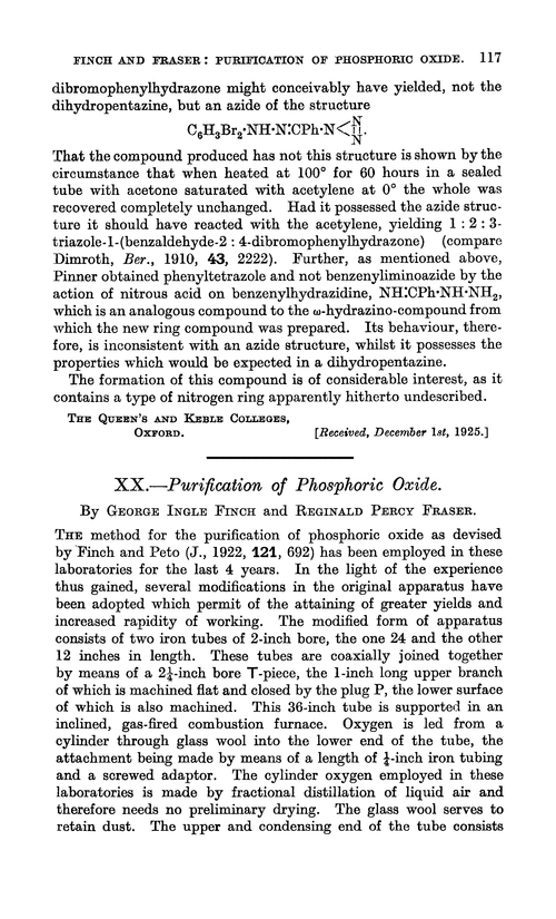 XX.—Purification of phosphoric oxide