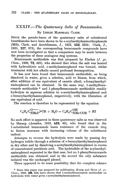 XXXIV.—The quaternary salts of benzoxazoles