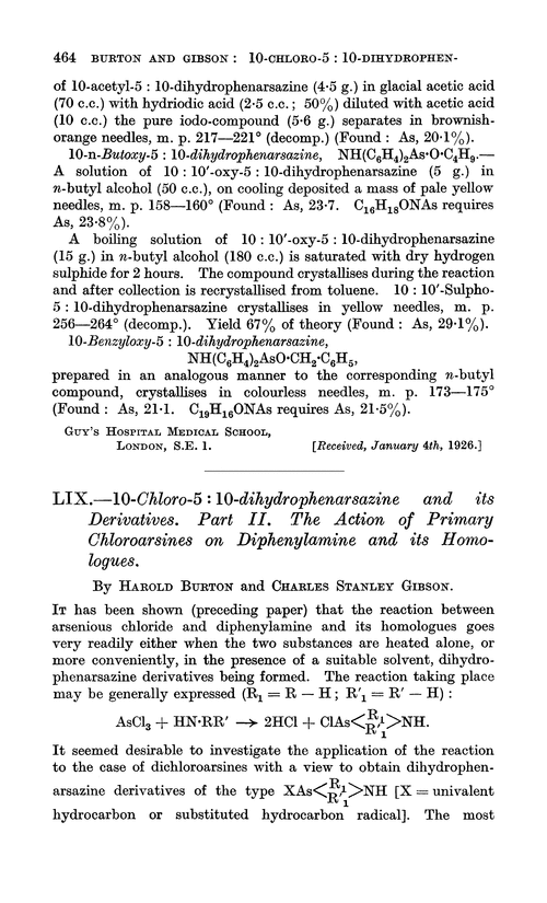 LIX.—10-Chloro-5 : 10-dihydrophenarsazine and its derivatives. Part II. The action of primary chloroarsines on diphenylamine and its homologues