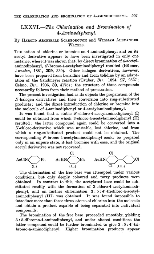 LXXVI.—The chlorination and bromination of 4-aminodiphenyl