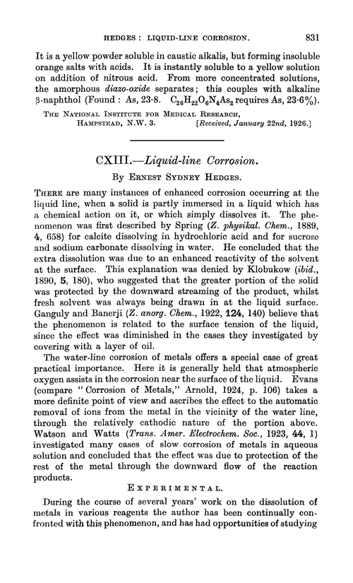 CXIII.—Liquid-line corrosion