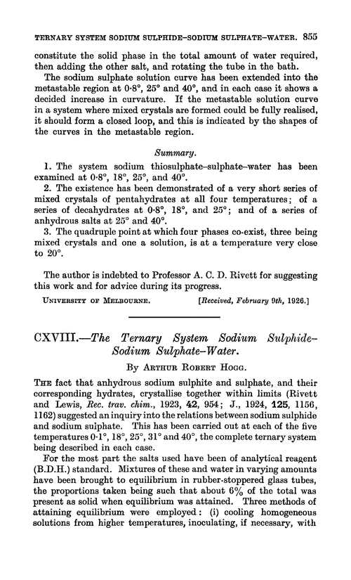 CXVIII.—The ternary system sodium sulphidesodium sulphate–water