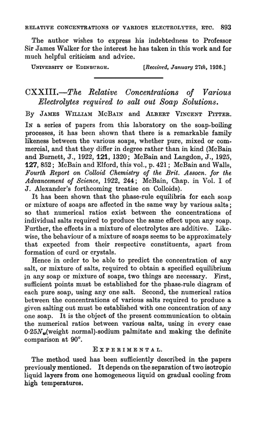 CXXIII.—The relative concentrations of various electrolytes required to salt out soap solutions