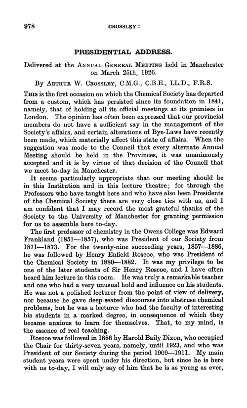 Presidential address