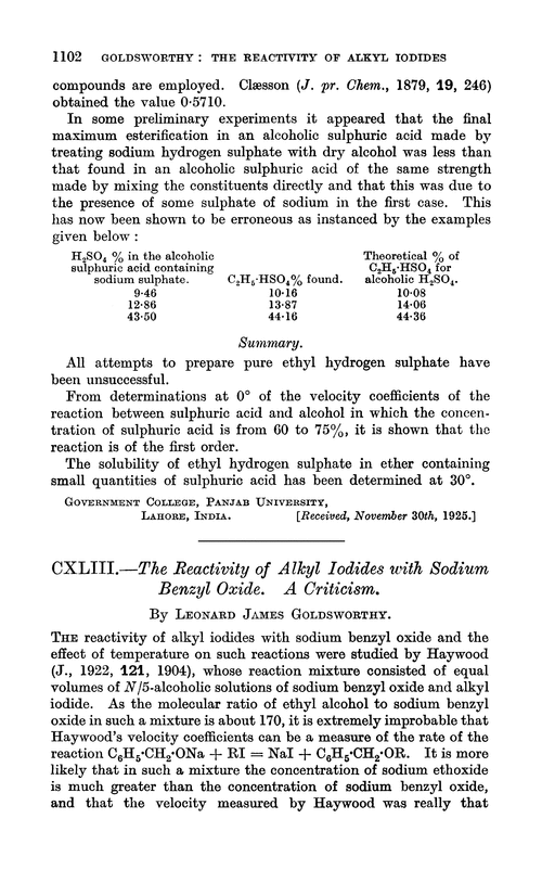 CXLIII.—The reactivity of alkyl iodides with sodium benzyl oxide. A criticism