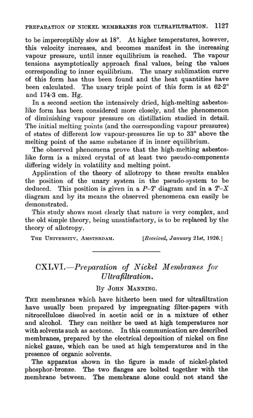 CXLVI.—Preparation of nickel membrances for ultrafiltration