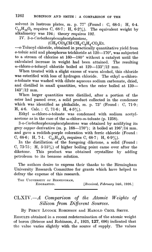 CLXIV.—A comparison of the atomic weights of silicon from different sources