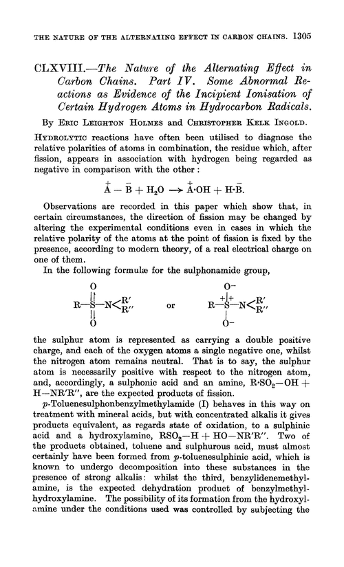 CLXVIII.—The nature of the alternating effect in carbon chains. Part IV. Some abnormal reactions as evidence of the incipient ionisation of certain hydrogen atoms in hydrocarbon radicals