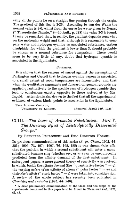 CCIII.—The laws of aromatic substitution. Part V. The directing effect of electrolytically dissociated groups