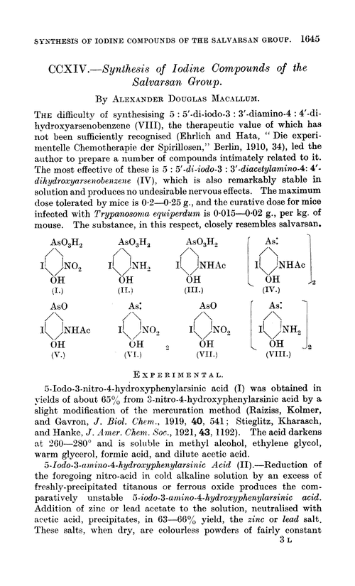 CCXIV.—Synthesis of iodine compounds of the salvarsan group