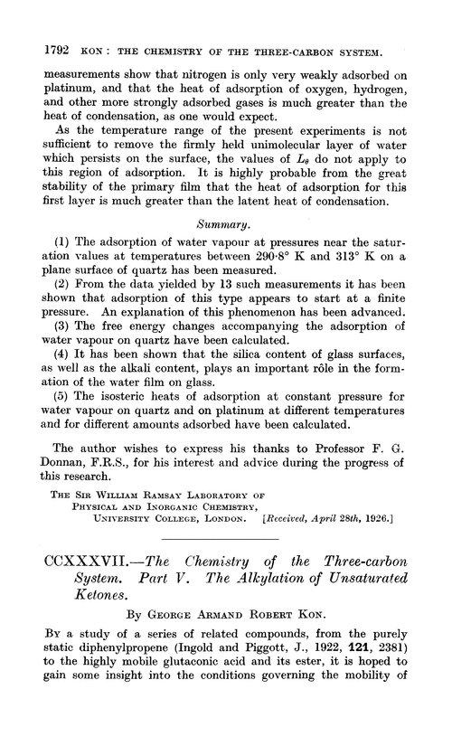 CCXXXVII.—The chemistry of the three-carbon system. Part V. The alkylation of unsaturated ketones