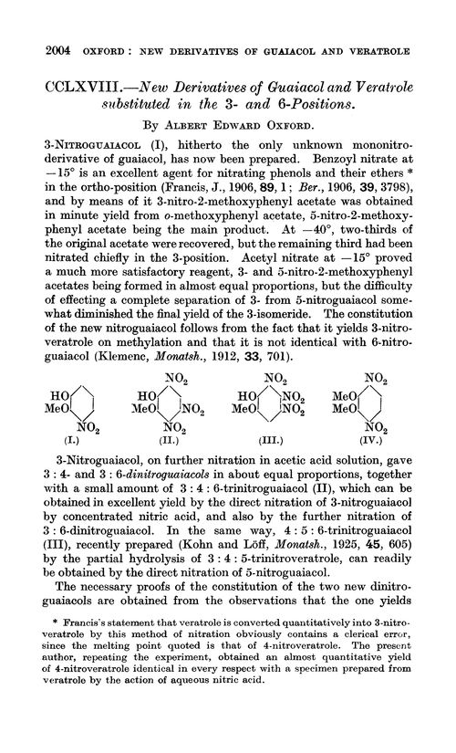 CCLXVIII.—New derivatives of guaiacol and veratrole substituted in the 3- and 6-positions