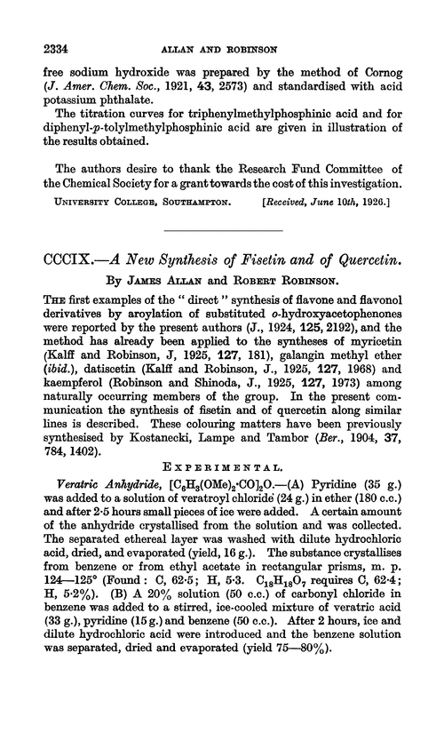 CCCIX.—A new synthesis of fisetin and of quercetin