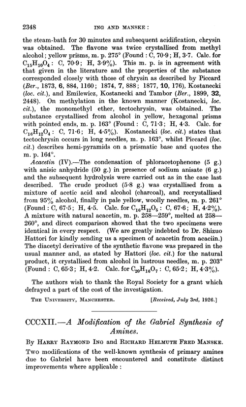 CCCXII.—A modification of the Gabriel synthesis of amines