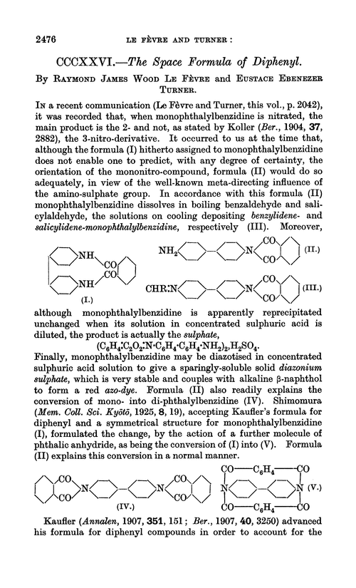 CCCXXVI.—The space formula of diphenyl