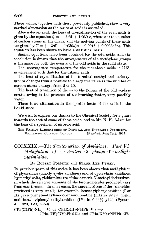CCCXXIX.—The tautomerism of amidines. Part VI. Methylation of 4-anilino-2-phenyl-6-methylpyrimidine