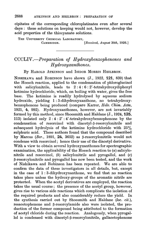 CCCLIV.—Preparation of hydroxybenzophenones and hydroxyxanthones