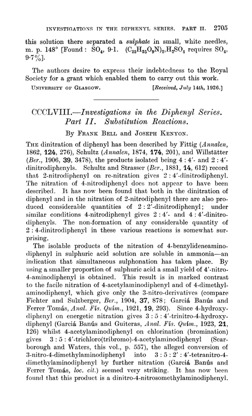 CCCLVIII.—Investigations in the diphenyl series. Part II. Substitution reactions