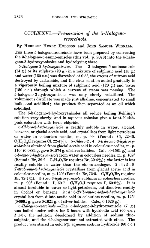 CCCLXXVI.—Preparation of the 5-halogenoresorcinols