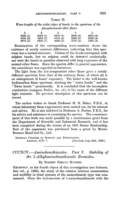 CCCXCV.—Aminobenzthiazoles. Part V. Stability of the 1-alkylaminobenzthiazole bromides