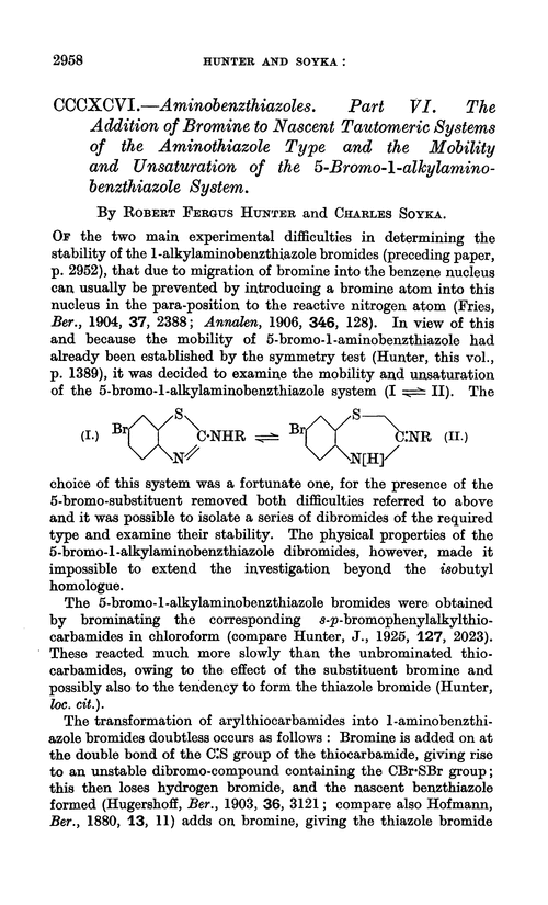 CCCXCVI.—Aminobenzthiazoles. Part VI. The addition of bromine to nascent tautomeric systems of the aminothiazole type and the mobility and unsaturation of the 5-bromo-1-alkylamino-benzthiazole system