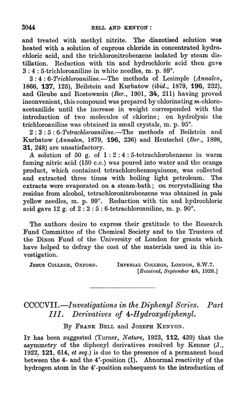 CCCCVII.—Investigations in the diphenyl series. Part III. Derivatives of 4-hydroxydiphenyl