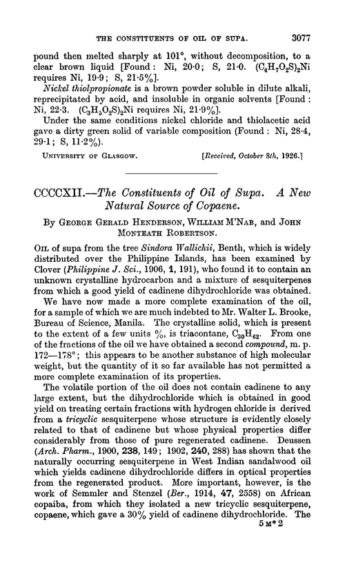 CCCCXII.—The constituents of oil of supa. A new natural source of copaene