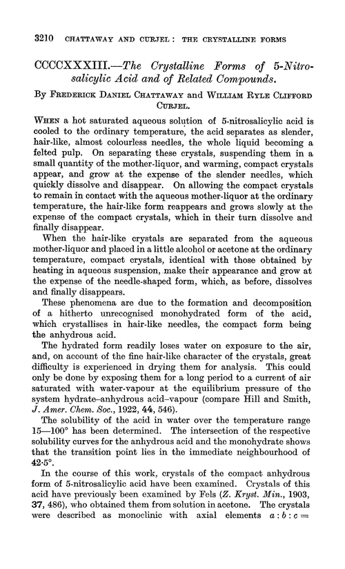 CCCCXXXIII.—The crystalline forms of 5-nitrosalicylic acid and of related compounds