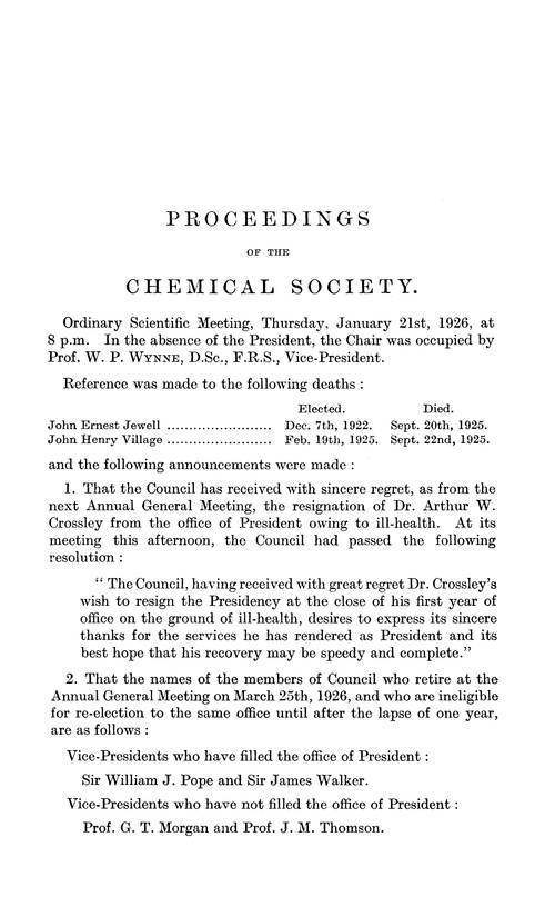 Proceedings of the Chemical Society