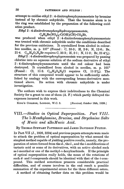 VIII.—Studies in optical superposition. Part VIII. The l-menthylamine, brucine, and strychnine salts of mucic and allomucic acid