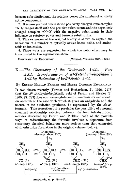 X.—The chemistry of the glutaconic acids. Part XXI. Non-formation of Δ2-tetrahydroisophthalic acid by reduction of isophthalic acid
