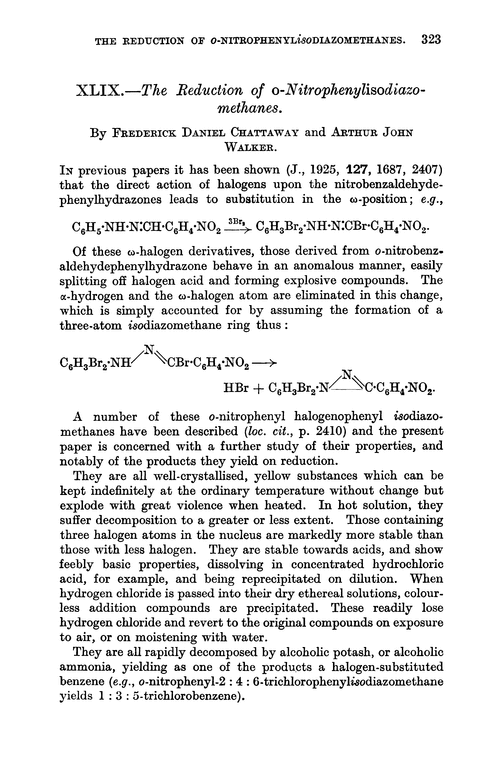 XLIX.—The reduction of o-nitrophenylisodiazomethanes